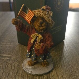 Boyds Bears Patriotic Bear Figurine with Red Jacket and Blue Dress